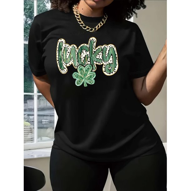 Camiseta de cuello redondo con estampado del Día de San Patricio, camiseta informal de manga corta para las cuatro estaciones, ropa de mujer, top deportivo de ocio