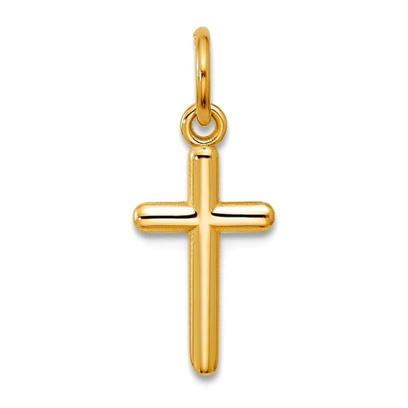 8mm 14k Solid Yellow Gold Religious Faith Cross Pendant Necklace Pendant for Women - .4 Grams