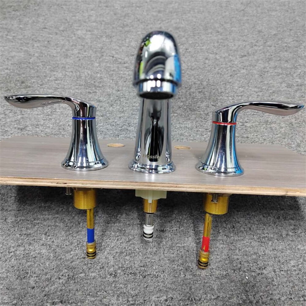 Bathroom Sink Faucet, 3 Hole Bath Faucet with Stainless Steel Pop Up