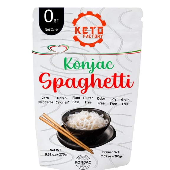 KETO FACTORY Zero Net Carbs Premium Konjac Spaghetti Pasta, VALUE PACK OF 6, Pre-cooked, Sugar Free, Plant-Based Ingredients, Free From Odor, Grain Free, Soy & Gluten Free, Starches Free