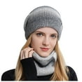 thumbnail image 2 of WTXUE Beanie Knit Hat Thermal Womens Knitting Flocking Hat Scarf Winter Warm Hat Earmuffs Cycling Baseball Caps Thick Skull Cap Soft Warm Hat Winter Hat Grey One Size, 2 of 4