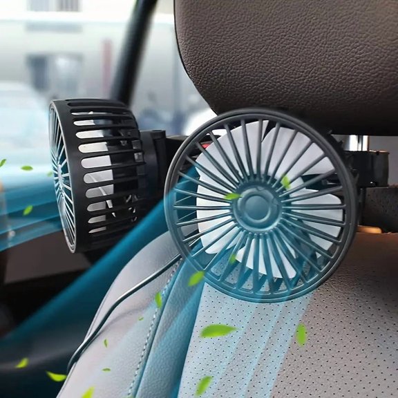 Dual Head Car Fan USB Powered Rear Seat Cooler for Summer Driving Road Trips Taxi Family Travel 36V Safe Voltage No Battery Needed Car Accessory