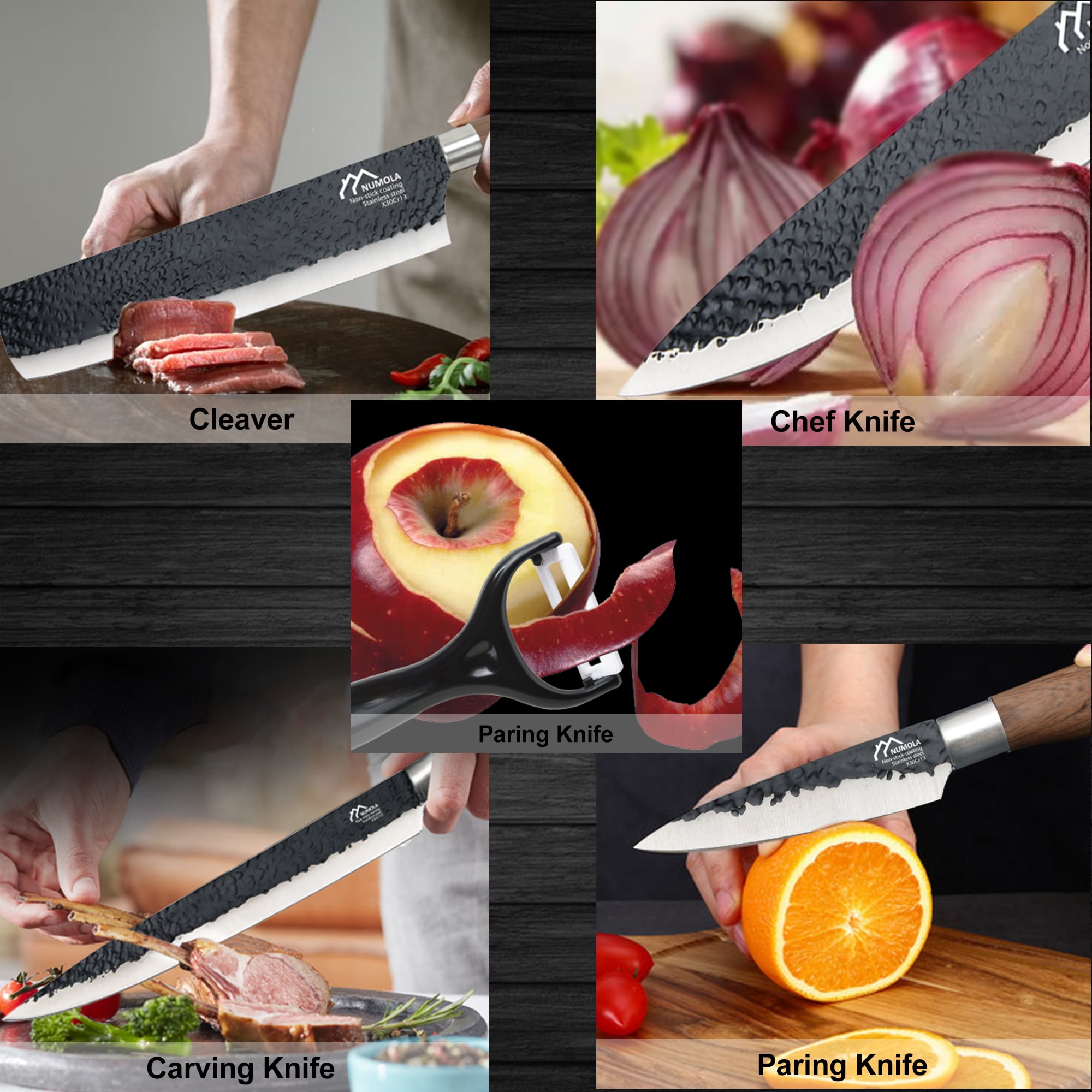 MICHELANGELO 18pc Kitchen Knife Set with Block, Super Sharp Black Knife  Set, Versatile Chef Knife Set with Knife Sharpener & Peeler, Stainless  Steel