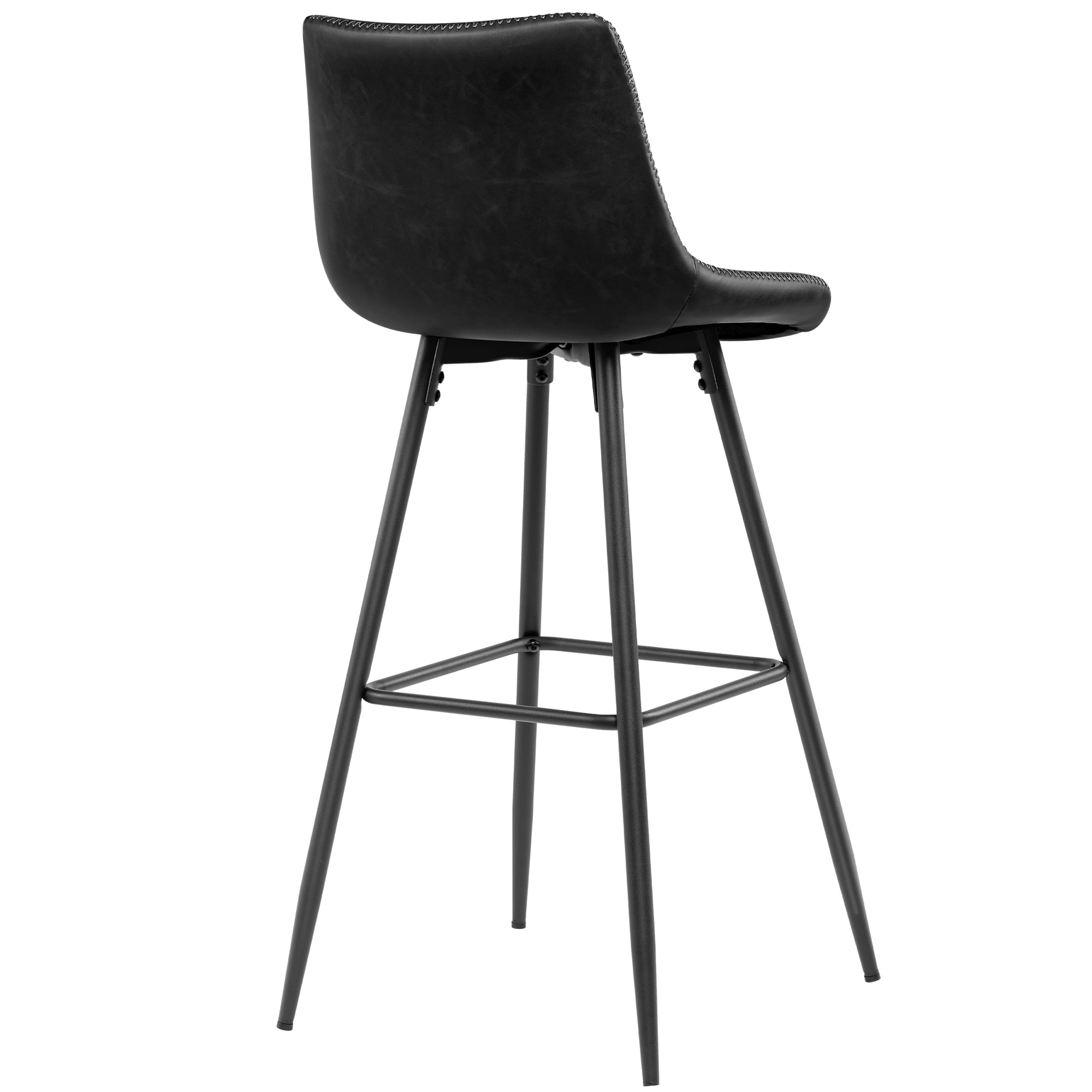 COOLHUT 24 Inch Bar Stools Set of 3, Counter Height Bar Chair with Footrest, Upholstered Faux Leather Bar Chair, Counter Stools with Sturdy Metal Legs, Black