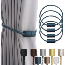 Municipal 2 Pack Black Strong Magnetic Curtain Tiebacks Outdoor Elegant Decorative Tie Backs Modern Rope Tiebacks for Drapes Window Curtain Holdbacks for Draperies
