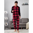 thumbnail image 4 of Men Buffalo Plaid Print Drawstring Waist Teddy Pajama Pants, 4 of 5