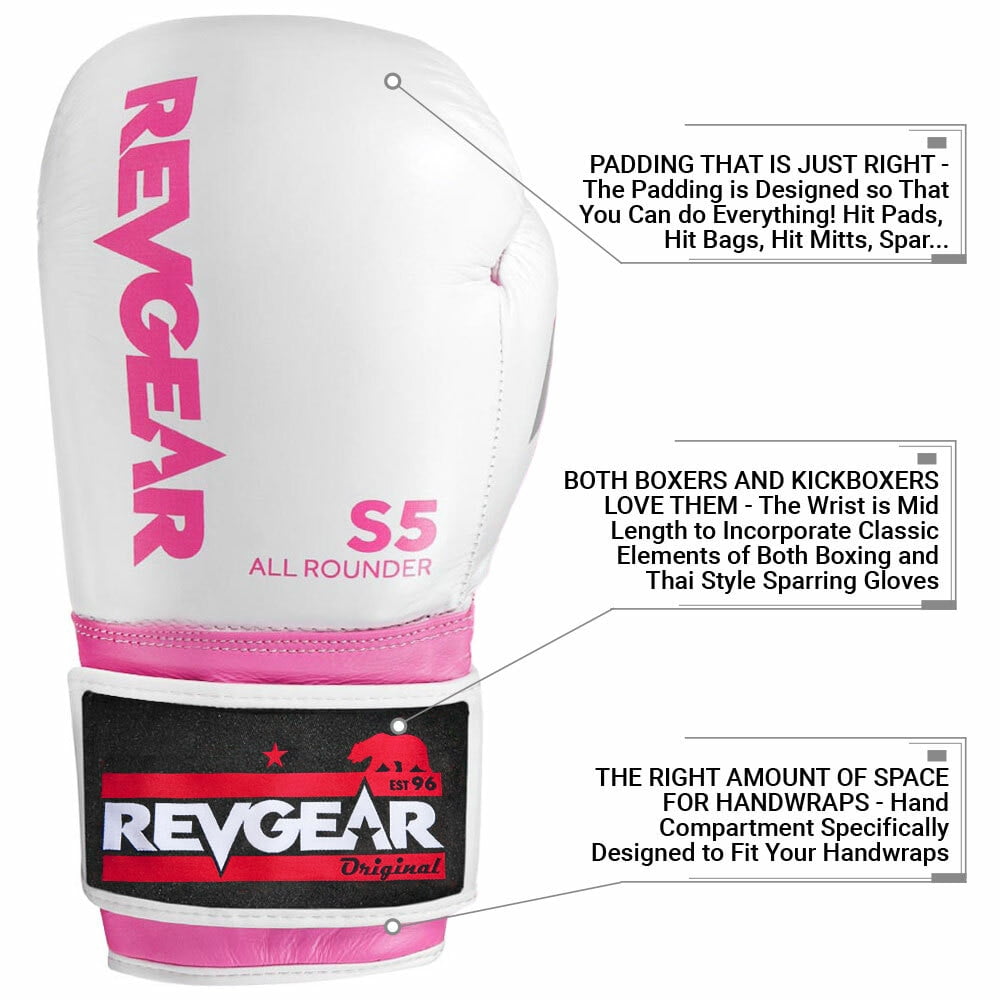 S5 All Rounder Boxing Glove - White/Pink