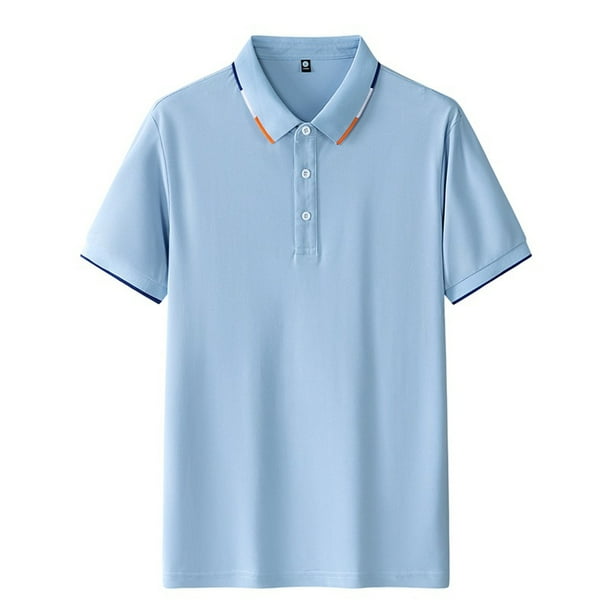 pstuiky Camisa de manga corta para hombre, Camisa informal de manga corta con cuello vuelto, cómoda y lisa, para hombre camisetas de hombre xl
