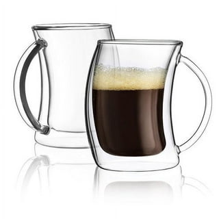 LUXU Double Wall Glass Coffee Mugs,3.5 Fl.Oz Mini Espresso Cups, Tiny  Insulated