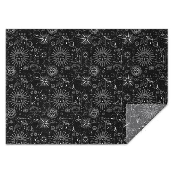 Black Gothic Sun Planet Pattern Rectangle Tablecloth 60"x84",Waterproof Polyester Rectangle Table Cloth, Wipeable Spillproof Polyester Tablecloth for Dining, Camping, Indoor and Outdoor