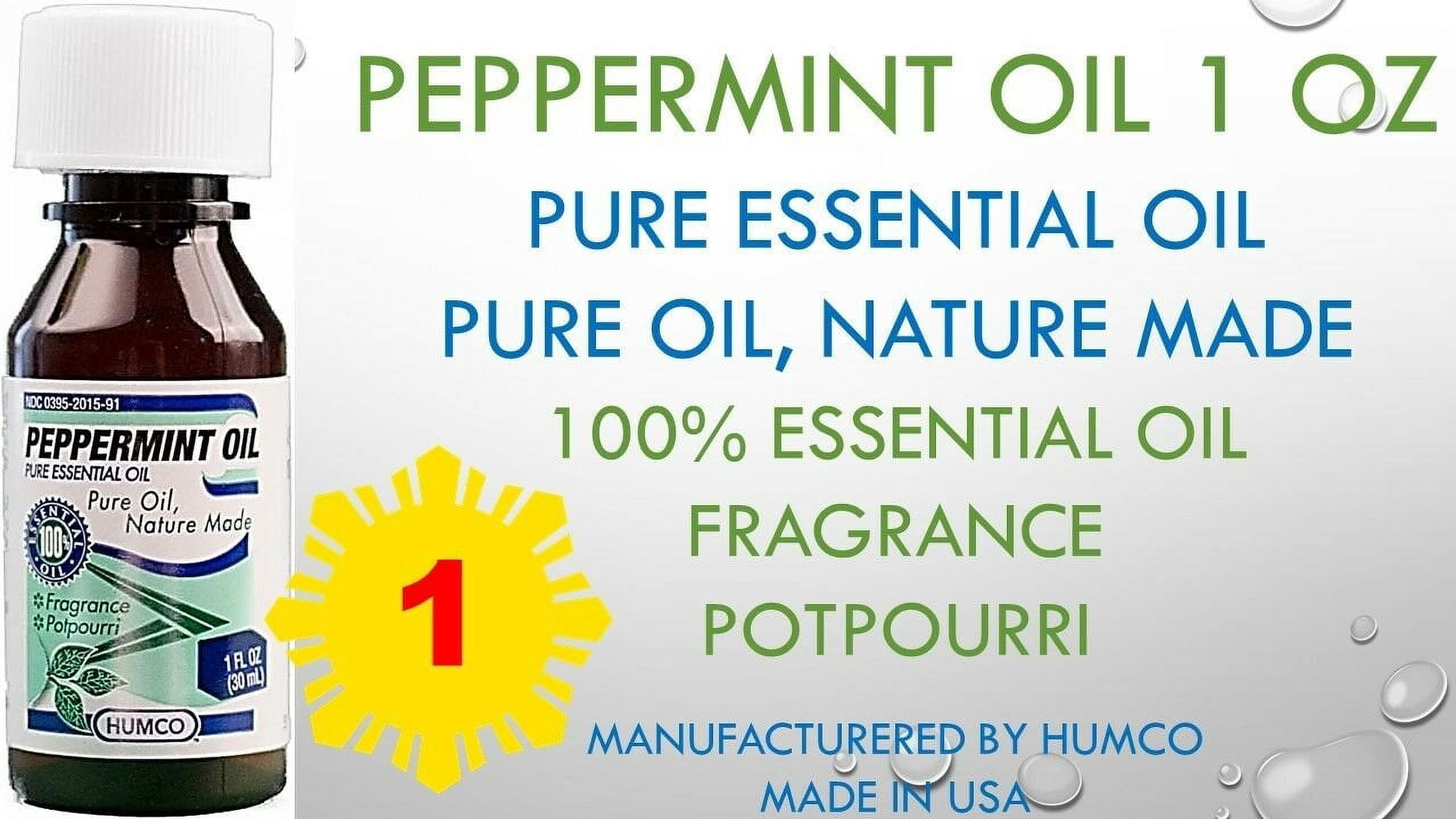 Humco Peppermint Spirits 100% Pure Essential Oil, 82% Alcohol, 1 oz, 2-Pack
