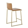 thumbnail image 4 of Mara 26" Contemporary Counter Stool In Gold Metal And Camel Faux Leather - Set Of 2, 4 of 7
