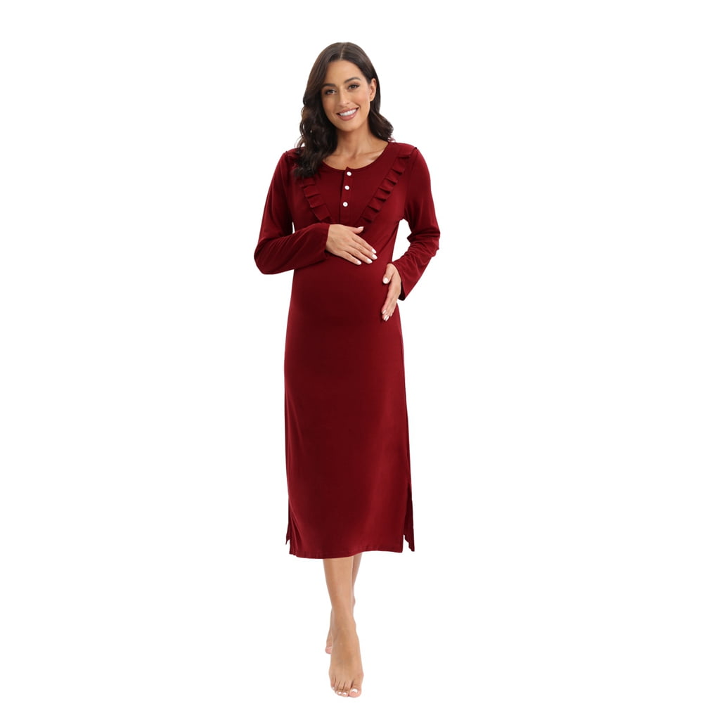Long Sleeve Nightgowns for Women Nursing Plus Size Nursing Nightdress