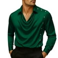 thumbnail image 1 of Ceisia Men Long-Sleeve Dress Shirt Silk with Silver Buttons Decoration Resisting Wrinkles Green S Gift, 1 of 6