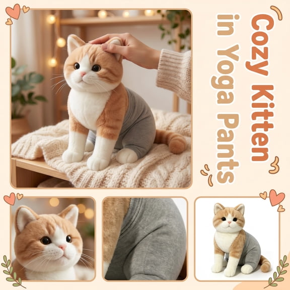 Orange Cat Stuffed Animal Plush Cuddly Toys Gift for Cat Lovers Nursery Office Desktop Decor 10 Inch 1 Pack