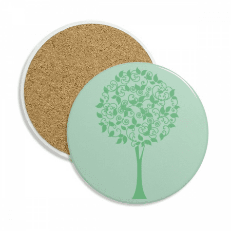 

green round tree flower coaster cup mug tabletop protection absorbent stone