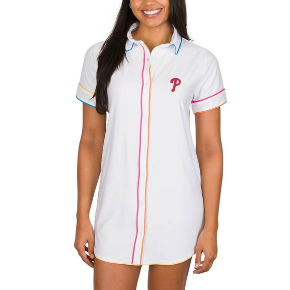 Women's Concepts Sport White Philadelphia Phillies Flutter Knit Button-Up Nightshirt