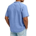 thumbnail image 6 of Homeyce Mens Vintage Western Button Down Shirts Distressed Cowboy Shirt Solid Color Trendy Shirt Jackets,Blue 3XL, 6 of 6