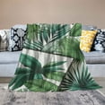 thumbnail image 2 of GOSMITH Soft Plush Blankets Tropical Palm Leaves Summer Green Banana Leaf Flannel Blanket White, 2 of 6
