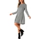 thumbnail image 4 of Vestido A-Line de Cuello Redondo de Manga Larga con Cinturón y Bolsillos para Mujer INSPIRE CHIC en Cuadros Houndstooth XS Negro Blanco, 4 of 5