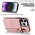 thumbnail image 6 of Nalacover for iPhone 12 Pro/12, Wallet with RFID Credit Card Holder and Zipper Pocket,Drop Protection Flip Cover Ring Holder Kickstand with Double Magnetic Clasp For iPhone 12/12 Pro, Pink, 6 of 12