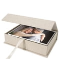 thumbnail image 1 of Caja de almacenamiento de fotos Yopih (lino, 5 x 7 pulgadas), para 200 fotos, color beige, 1 of 6