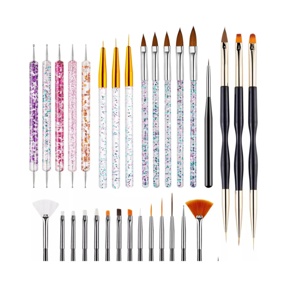 31 pcs Kit De Pinceles Para Uñas Acrílico Manicura Decoración Malubero Multicolor