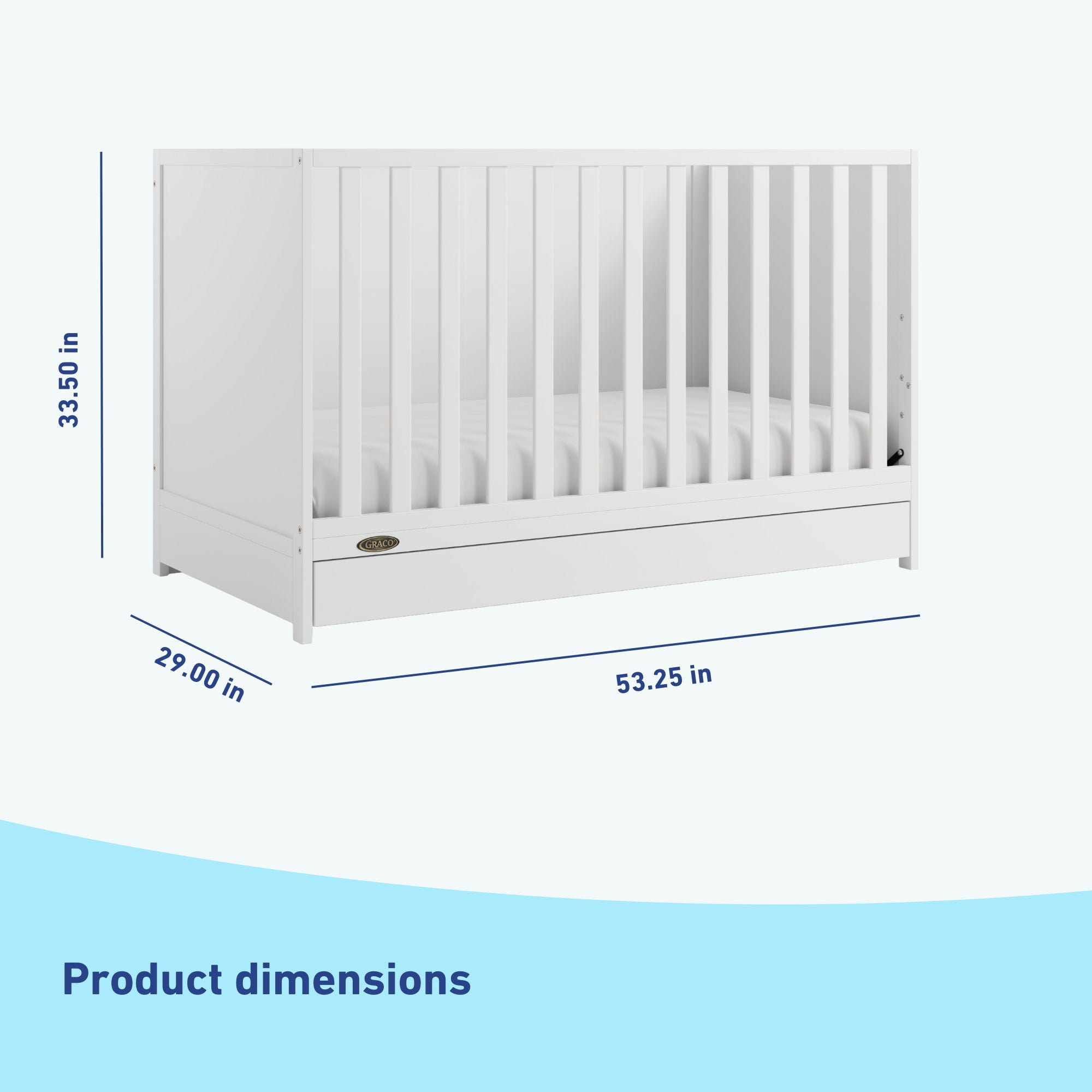Graco Theo 3-in-1 Convertible Baby Crib with Drawer, White