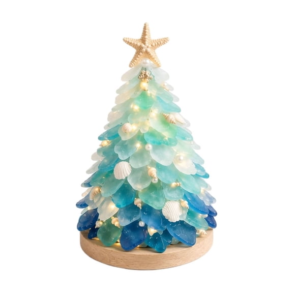 Sea Glass Art Kit - DIY Christmas Tree Craft Set for Adults, Coastal Holiday Decor , Beginner-Friendly Mosaic Project, Screen-Free Gift