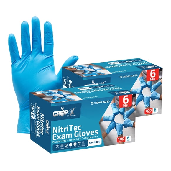 Guantes desechables de nitrilo London Labs Heavy Duty, 6 mil, azules