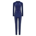 thumbnail image 4 of YONGHS Women UPF 50+ Full Body Swimsuit One Piece Rash Guard Swimwear Long Sleeve Wetsuit Navy Blue-A L, 4 of 7