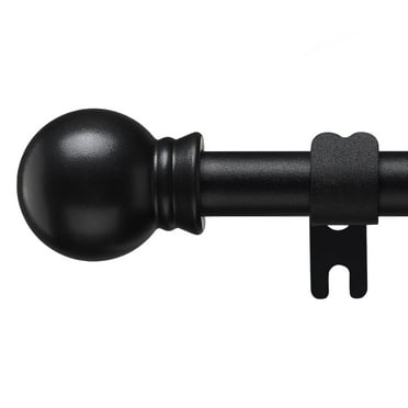 OLIYNEDY Black Curtain Rods for Windows 28 to 50 Inch, 5/8 Inch Adjustable Single Curtain Rod for Bedroom Windows Drapery Rods With Brackets