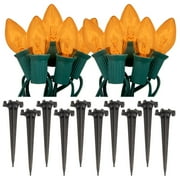 LumaBase Electric Orange Pathway Lights - Set of 10