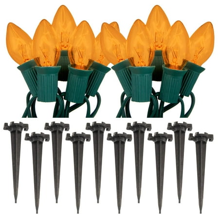 LumaBase Electric Orange Pathway Lights - Set of 10