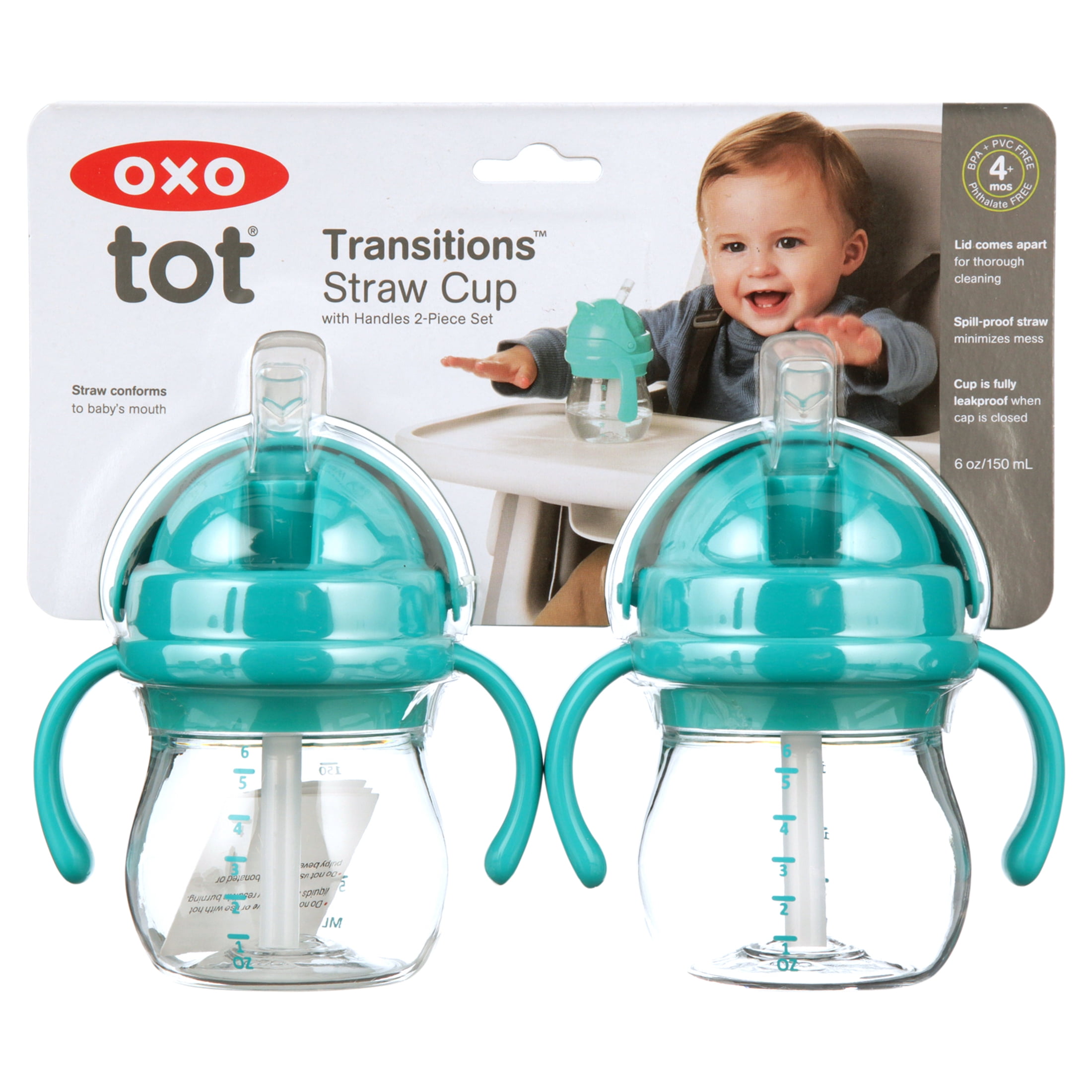 OXO Tot OXO Tot Glow Straw Cup 2 Straws for Replacement with Handle  FDOX61102800 