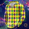 thumbnail image 2 of Mens Polo Shirts Carnival Fashion Trend 10D Digital Printed Lapel Zip Up Long Sleeve Top, 2 of 3