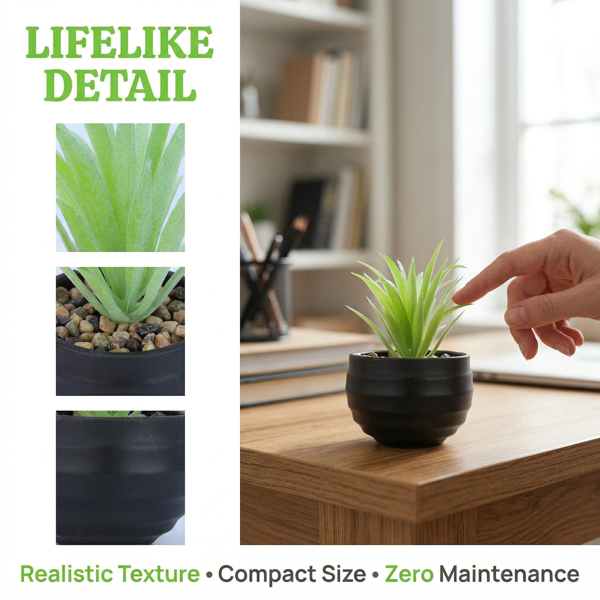 Unique Bargains Gothic Artificial Succulent Faux Greenery Spiky Aloe Dark Green 3.14in