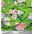 thumbnail image 1 of Soimoi Green Viscose Chiffon Fabric Begonia & Peony Floral Print Fabric by the Yard 42 Inch Wide, 1 of 3