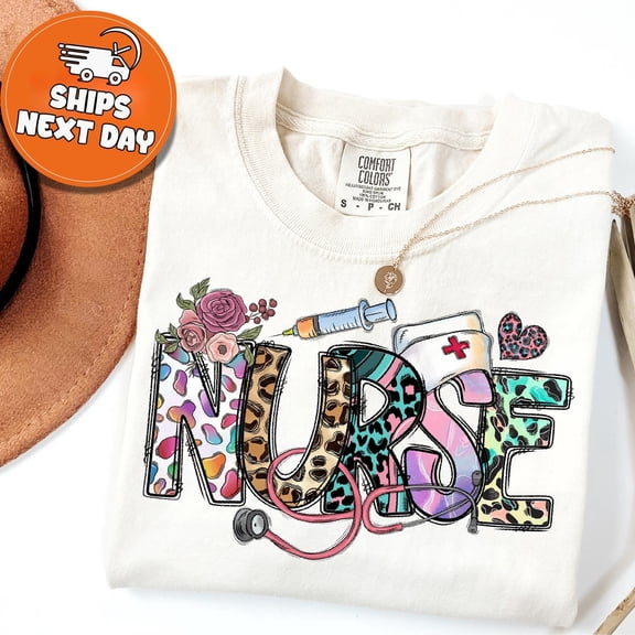 Floral Nurse Shirt, Leopard Print Nurse Tee, Nurse Appreciation Week, Nursing School Graduation, ER Nurse Gift, Nurse Birthday Present