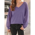 thumbnail image 5 of FUNING Womens Long Sleeve Shirts V-Neck Lace Tops Business Casual Blouses Tee Trendy 2025 Fall Fashion Outfits Clothes, 5 of 6