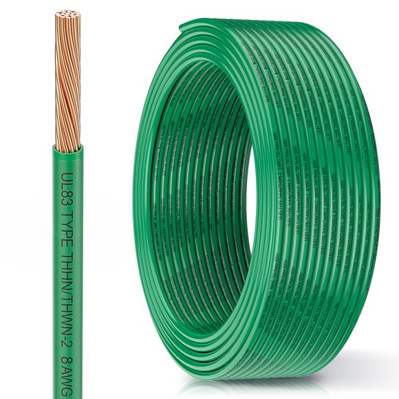 Cable MEIHUIJI 8 AWG THHN 7,6 m 600 V verde nylon PVC
