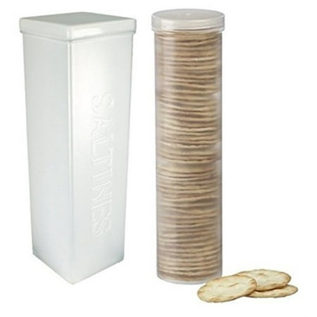 set of 2 - saltine cracker sleeve storage container/cookie stay fresh keeper, round and
