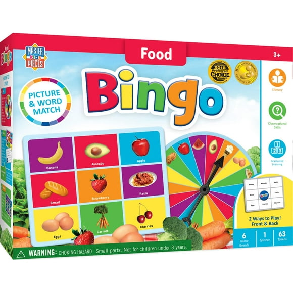 Juego de bingo MasterPieces Food para niños de más de 3 años con ruleta