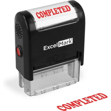 ExcelMark Completed Self Inking Rubber Stamp - Red Ink