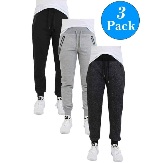 Men's Jogger Sweatpants With Zipper Pockets (3-Pack)