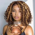 thumbnail image 1 of Peluca AHUFALU Ombre Highlight, cabello humano castaño miel, 180% de densidad, 1 of 6