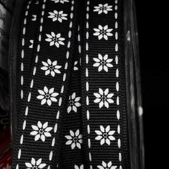 The Ribbon People Black and White Daisy Wired Craft Ribbon 0.5" x 54 Yards