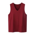 thumbnail image 2 of Summer Casual Tank Tops for Women Men Sleeveless V Neck Stretch Basic T Shirts Workout Gym Running Tee Tops Red, Size XXXXL, 2 of 3