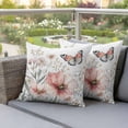 thumbnail image 4 of Spring Flower Pillow Covers 2 Pack Vintage Cosmos Leaf Butterfly Pastoral Pillowcase Waterproof Outdoor Throw Pillow Cover for Patio Garden Square Cushion 20”x20”, 4 of 9