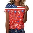 thumbnail image 2 of Domuza 250th Anniversary Shirt for Women Usa Flag Graphics Short Sleeve Blouses Dressy Casual Crew Neck Tee Shirts 2026 New Comfort Clothes Red XL, 2 of 5